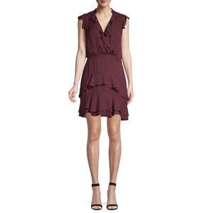 PARKER   Women's Tangia Silk Ruffle Blouson Dress In Maroon